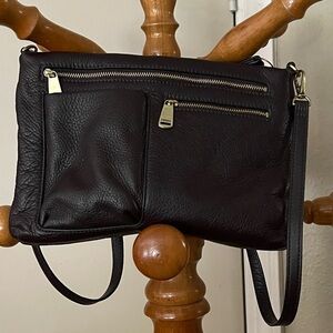 Fossil Dark Brown Leather Crossbody Bag with care card